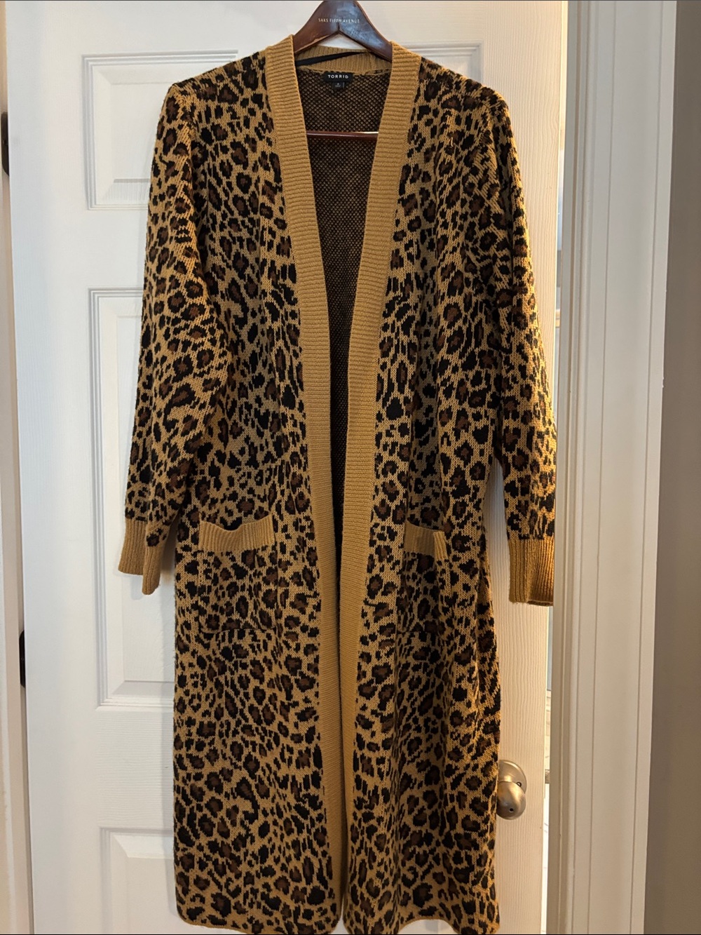 torrid Leopard Print Long Open-Front Duster - Camel/Black Worn Once